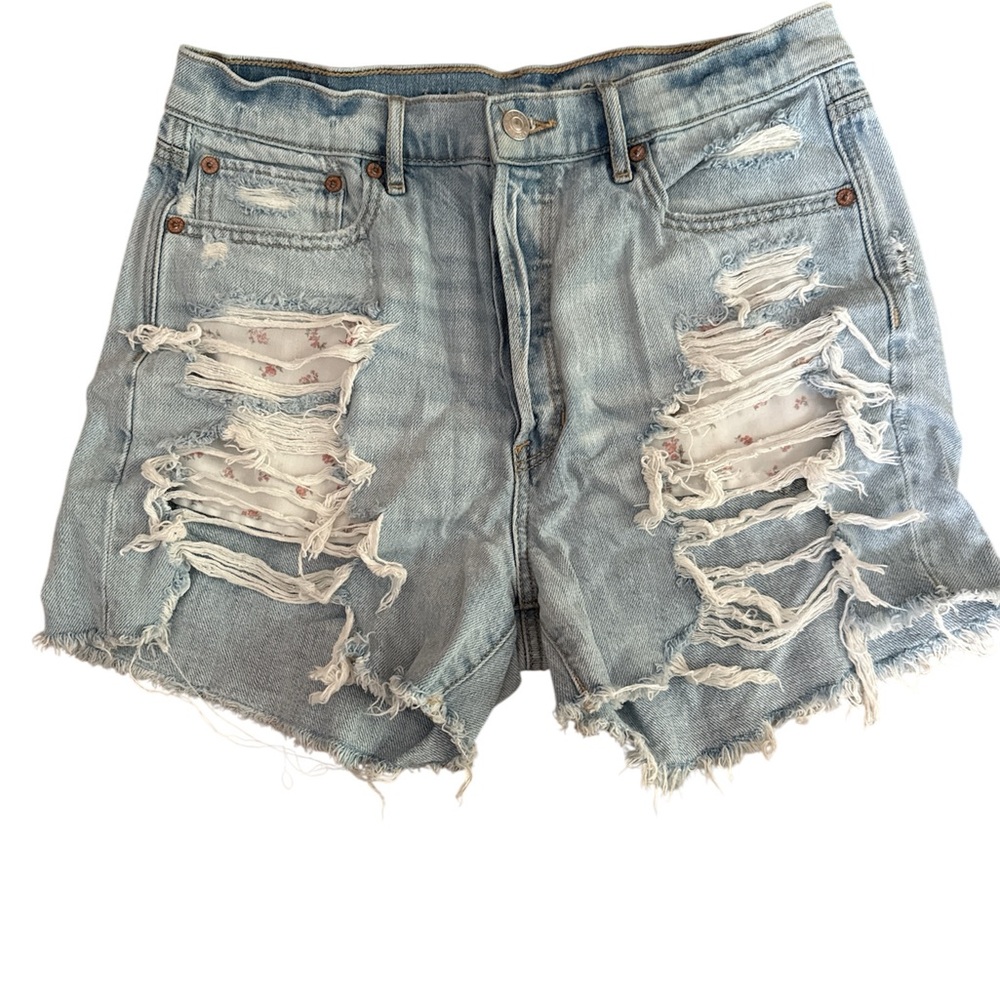 American Eagle Distressed Light Blue Denim Shorts